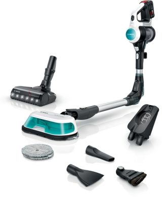 Bosch BCS71HYG2, безжична ръчна прахосмукачка, Unlimited 7, ProHygienic Aqua, 2 в 1 за сухо и мокро почистване, бяла