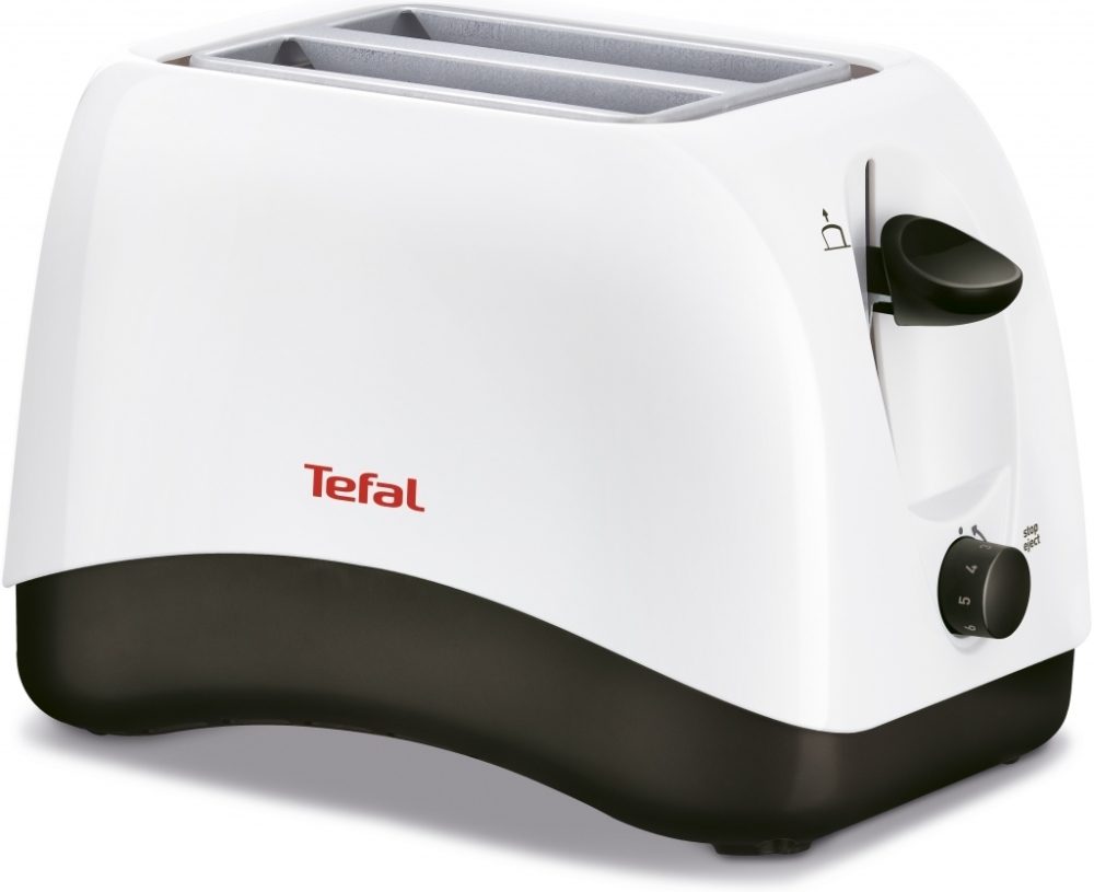 Тостер Tefal TT130130 Delfini 2, 850W, 2 отвора, 7 степени на изпичане, функция Стоп, Размразяване, Претопляне, бял