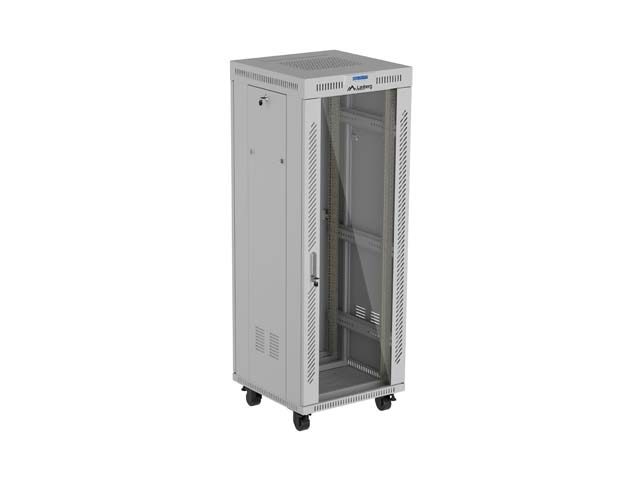 Lanberg Rack Cabinet 19" Free-Standing 32U/600X600 (Flat Pack) With Glass Door LCD Grey V2