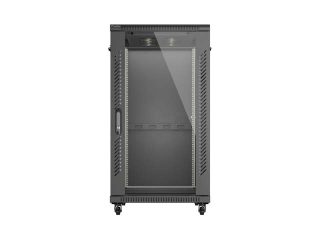 LANBERG шкаф 19" свободностоящ 22U/600X1000 (FLAT PACK) със стъклена врата, черен