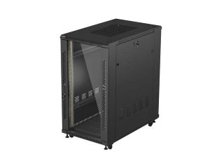 LANBERG шкаф 19" свободностоящ 22U/600X1000 (FLAT PACK) със стъклена врата, черен