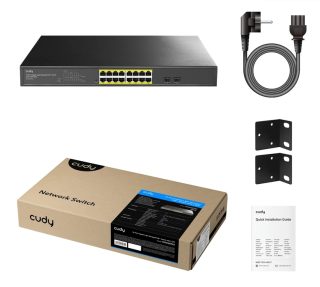 Cudy GS1016EPS2 16-портов Gigabit PoE+ комутатор с 2 SFP слота