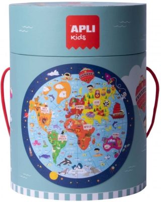 Кръгъл пъзел APLI - Карта на света - 48 елемента