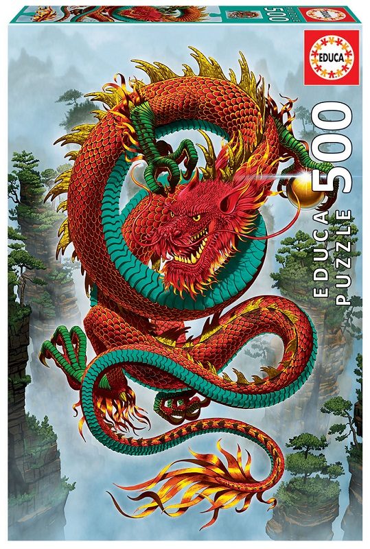 Пъзел Educa 500 части Good Fortune Dragon, Vincent Hie