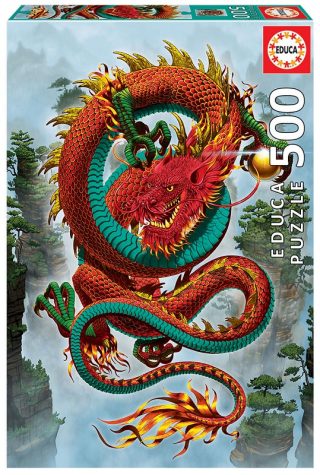 Пъзел Educa 500 части Good Fortune Dragon, Vincent Hie