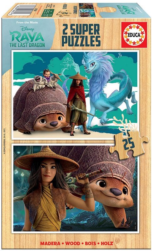 Пъзел Educa 2x25 части Raya And The Last Dragon Disney - дървен