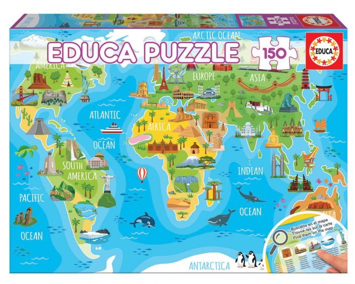 Пъзел Educa 150 части Monuments World Map