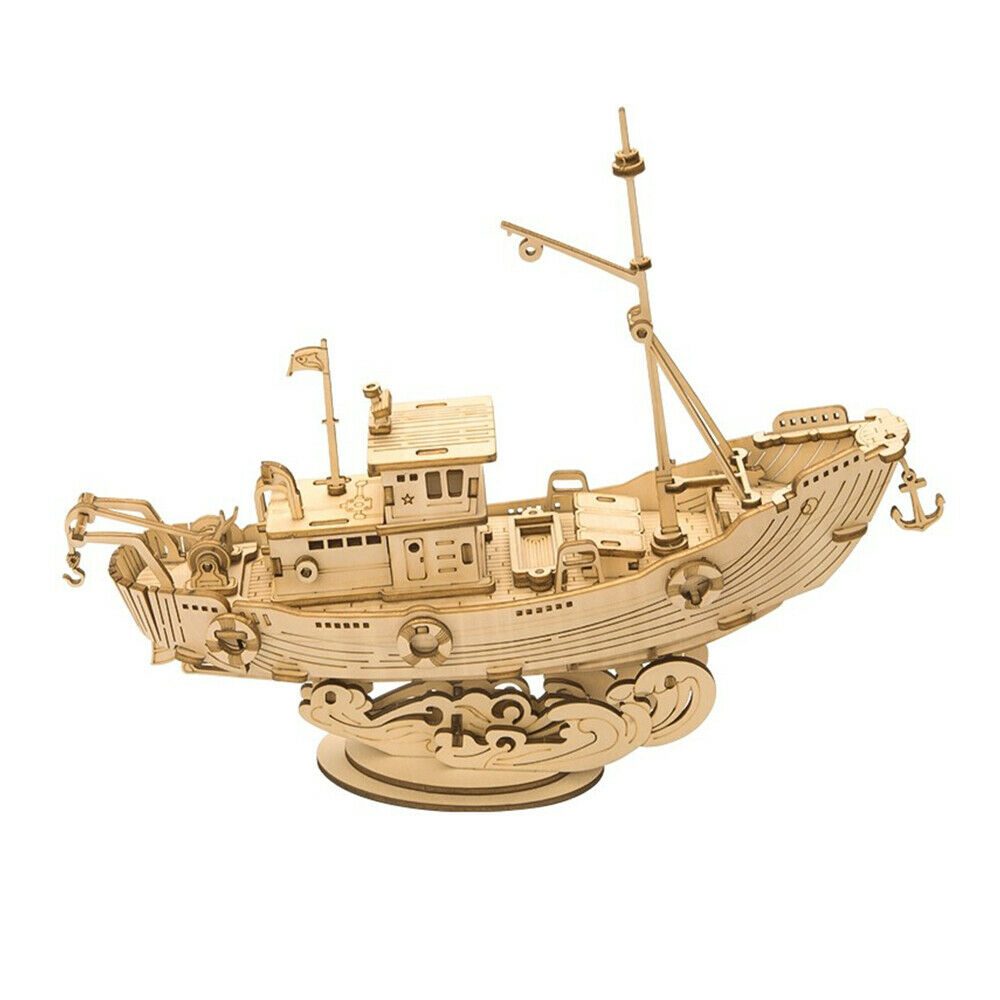 Дървен 3D пъзел DIY Fishing Boat Robotime