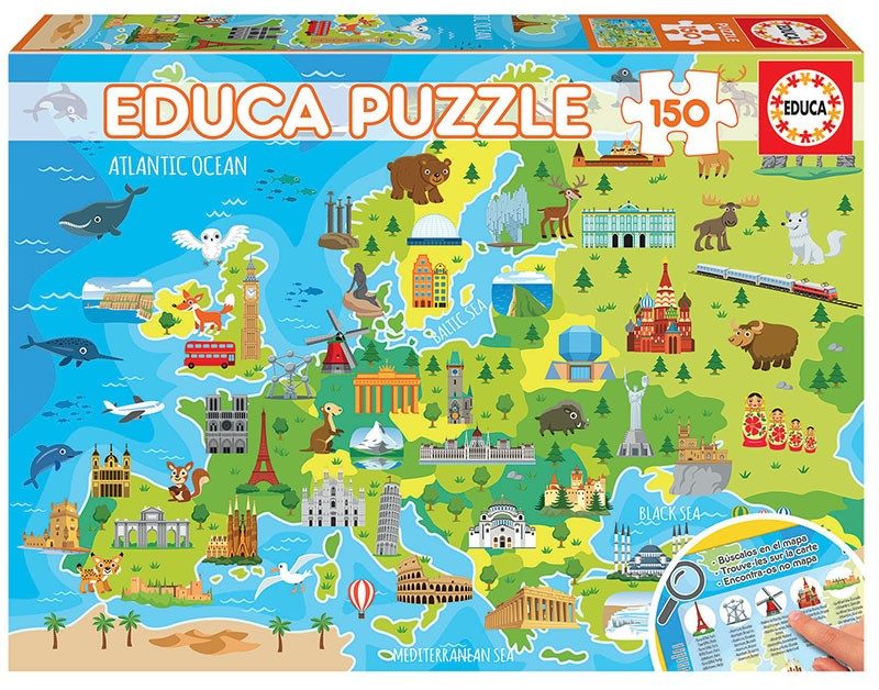ПЪЗЕЛ EDUCA 150 ЧАСТИ MAP OF EUROPE