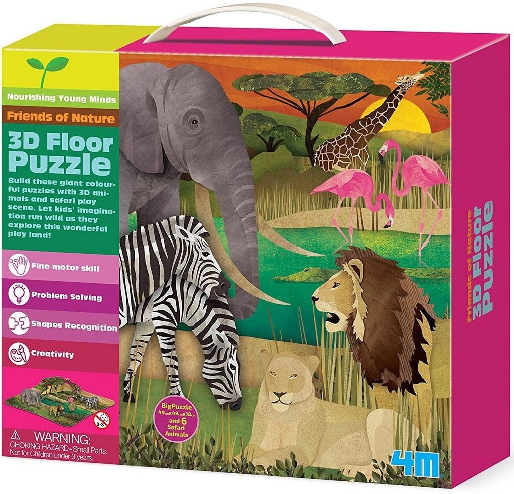 Пъзел 4M Thinking Kits с 3D елементи - Сафари