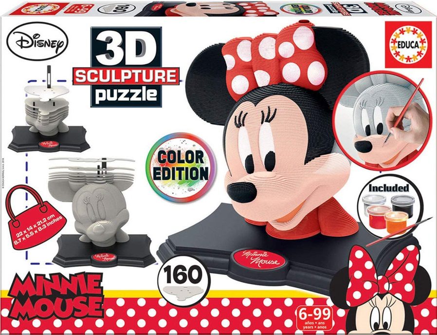 ПЪЗЕЛ EDUCA 160 ЧАСТИ 3D SCULPTURE PUZZLE MINNIE - Color Edition