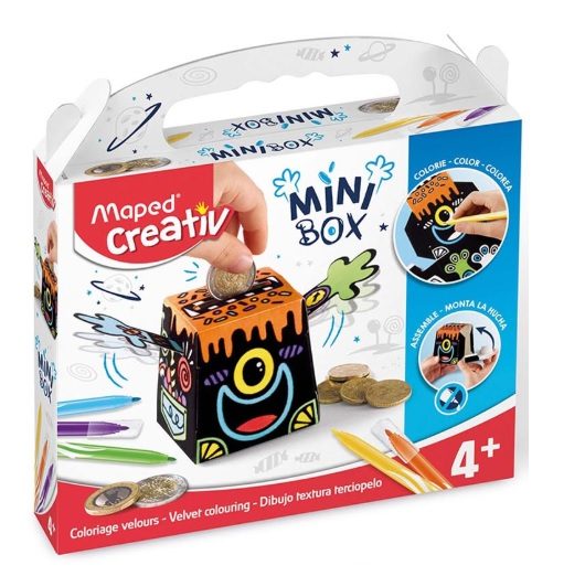 Креативен детски комплект Създай и оцвети велурена касичка - Maped Creativ MINI BOX - 907013