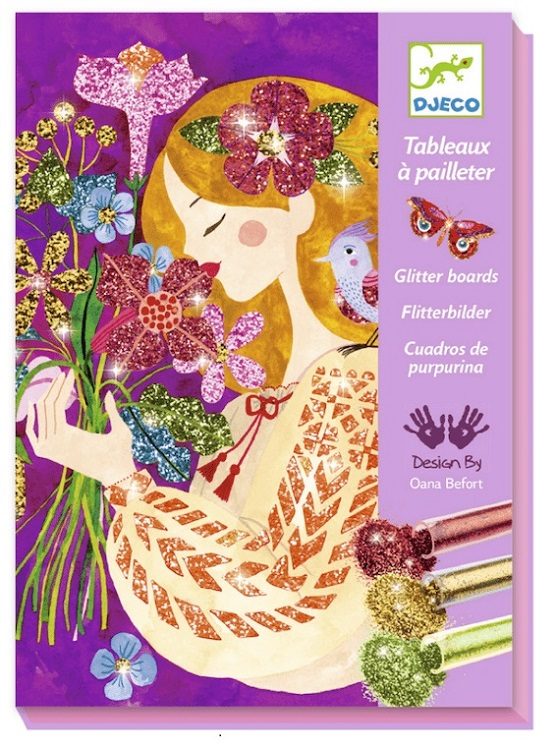 Комплект за рисуване с брокат Djeco - The Scent of Flowers