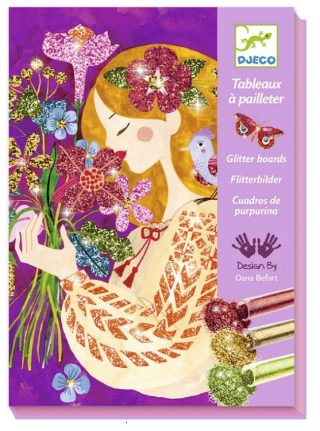 Комплект за рисуване с брокат Djeco - The Scent of Flowers