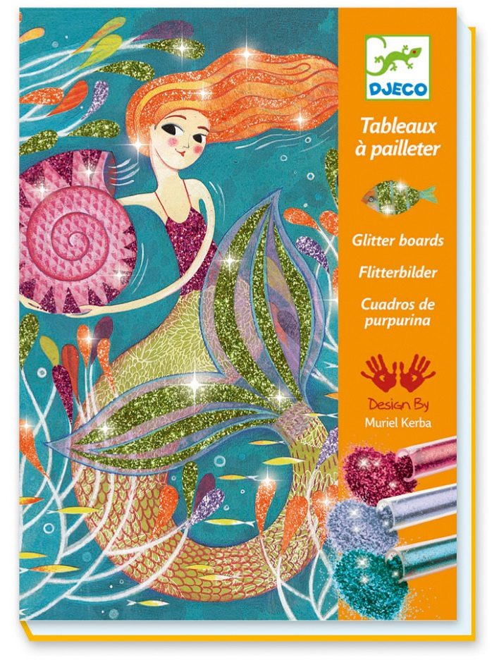 Комплект за рисуване с брокат Djeco - Mermaid