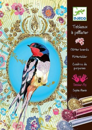 Комплект за рисуване с брокат Djeco - Glitter Birds