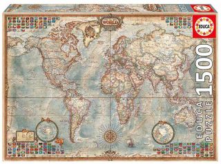 ПЪЗЕЛ EDUCA 1500 ЧАСТИ POLITICAL MAP OF THE WORLD