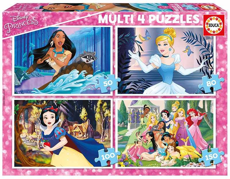 Прогресивен пъзел EDUCA Multi 4 Disney Princess 50-80-100-150