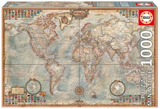 Пъзел EDUCA 1000 части POLITICAL MAP OF THE WORLD