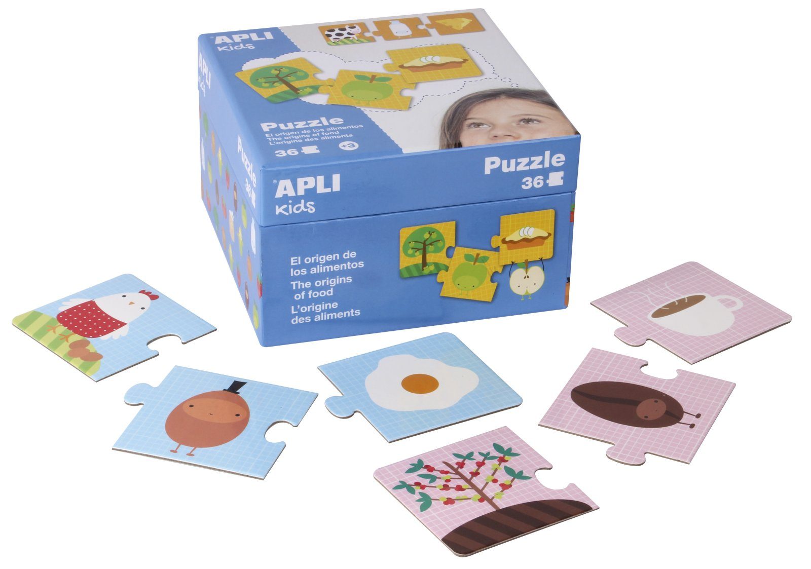 Образователен детски пъзел APLI Kids Произходът на храната, 12 теми