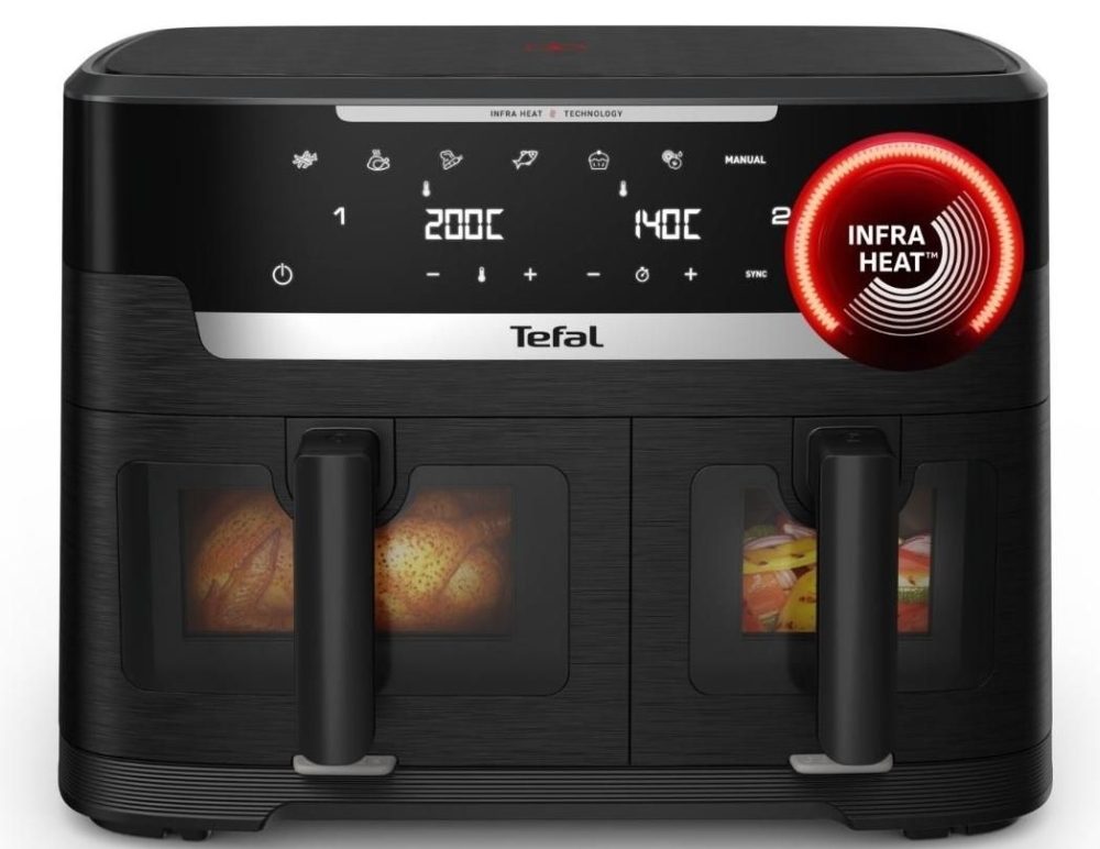 Tefal EY9478E0 XXL Dual Easy Fry уред за здравословно готвене, черен