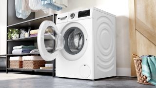 Bosch WNA13401BY SER4 Пералня със сушилня 8/5 кг, 1400 об/мин, Енергиен клас D (само пране A), Клас на центрофуга B, 1400 об/мин, Ниво на шум 70 dB, Wash & Dry 60 мин, Обем на барабана 60 л, Бял