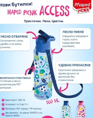 Бутилка МАПЕД ACCESS РОЗОВА 500ml BIRDS !!!