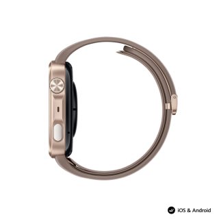 Huawei Watch D3, Riva-B19, Mocha Gold, 1.92 инча; AMOLED +LTPO цветен кръгъл екран, 25.5 мм, Китка: 130–210 мм, Bluetooth разговор, 24H кръвно налягане, пулс, SpO2, ЕКГ, 2.4 GHz, BT 6.0, и BR + BLE, 540 mAh + Huawei FreeBuds 7i Conch-T010 Бял