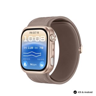 Huawei Watch D3, Riva-B19, Mocha Gold, 1.92 инча; AMOLED +LTPO цветен кръгъл екран, 25.5 мм, Китка: 130–210 мм, Bluetooth разговор, 24H кръвно налягане, пулс, SpO2, ЕКГ, 2.4 GHz, BT 6.0, и BR + BLE, 540 mAh + Huawei FreeBuds 7i Conch-T010 Бял
