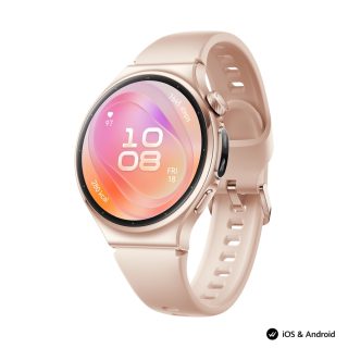 Huawei Watch 6, Leib-L19F, Gold, 42.3 mm, 1.38-инчов LTPO OLED цветен екран, 2.4 GHz, BT5.0 и BR+BLE, 64GB; 2GB RAM, 4G LTE FDD, IP68, IP69, 5ATM, водоустойчив за гмуркане до 40 метра, NFC, батерия 3 дни, 540 mAh + Huawei FreeBuds 7i Conch-T010 White
