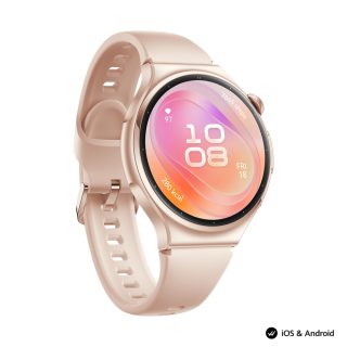 Huawei Watch 6, Leib-L19F, Gold, 42.3 mm, 1.38-инчов LTPO OLED цветен екран, 2.4 GHz, BT5.0 и BR+BLE, 64GB; 2GB RAM, 4G LTE FDD, IP68, IP69, 5ATM, водоустойчив за гмуркане до 40 метра, NFC, батерия 3 дни, 540 mAh + Huawei FreeBuds 7i Conch-T010 White