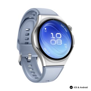 Huawei Watch 6, Niz-L19F, Blue, 46.4 mm, 1.5-inch LTPO OLED цветен екран, 2.4GHz, BT5.0 и BR+BLE, 64GB; RAM 2GB, 4G LTE FDD, NFC, IP68, IP69, 5ATM, 40-метрова водоустойчивост за гмуркане, 4.5 дни, 867 mAh + Huawei FreeBuds 7i Conch-T010 White
