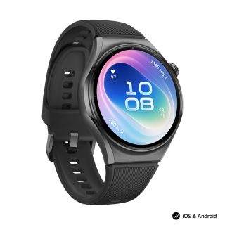 Huawei Watch 6, Niz-L19F, Черен, 46.4 mm, 1.5-инчов LTPO OLED цветен екран, 2.4GHz, BT5.0 и BR+BLE, 64GB; RAM 2GB, 4G LTE FDD, NFC, IP68, IP69, 5ATM, водоустойчив за гмуркане до 40 метра, 4.5 дни, 867 mAh + Huawei FreeBuds 7i Conch-T010 Бял