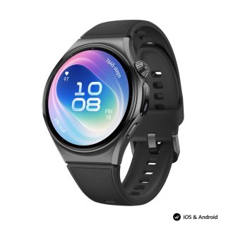 Huawei Watch 6, Niz-L19F, Черен, 46.4 mm, 1.5-инчов LTPO OLED цветен екран, 2.4GHz, BT5.0 и BR+BLE, 64GB; RAM 2GB, 4G LTE FDD, NFC, IP68, IP69, 5ATM, водоустойчив за гмуркане до 40 метра, 4.5 дни, 867 mAh + Huawei FreeBuds 7i Conch-T010 Бял