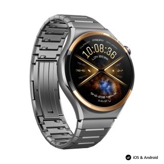 Huawei Watch 6 Pro, Niz-L29D, Space Edition, 46.4 mm, 1.5-инчов LTPO OLED цветен екран, 2.4 GHz, BT5.0 и BR+BLE, 64GB; RAM 2GB, 4G LTE FDD, NFC, IP68, IP69, 5ATM, водоустойчивост за гмуркане до 40 метра, 4.5 дни + Huawei FreeBuds 7i Conch-T010 White
