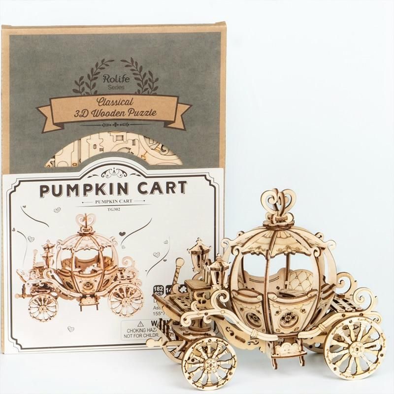 Дървен 3D Пъзел Pumpkin Cart Robotime