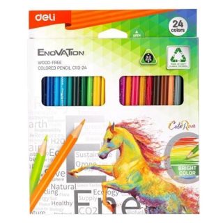 Цветни моливи 24цв. Deli Enovation 113-24 триъгълно тяло