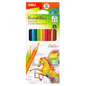 Цветни моливи 12цв. Deli Enovation 113-12 триъгълно тяло