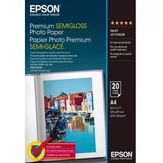 Epson Premium Semigloss Photo Paper, DIN A4, 251 g/m², 20 листа
