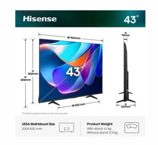 Hisense 43" A6S 4K Ultra HD Smart TV