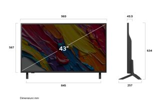 LG 43QNED82A3B, 43" 4K QNED HDR Smart TV, 3840x2160, DVB-T2/C/S2, Alpha 7 AI Processor, HDR10 / HLG, webOS 25 ThinQ, VRR / ALLM / HGiG, 4K Upscaling, WiFi 5, Voice Control, Bluetooth 5, AirPlay 2, LAN, CI, HDMI, SPDIF, Google Cast, 2 pole Stand