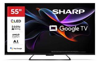 Sharp 55HR7265E, 55" QLED GOOGLE TV, 4K 144Hz Quantum Dot 3840x2160 Frameless, AQUOS AI, DVB-T/T2/C/S/S2, Active Motion 1400, HDR10, Dolby Atmos, Dolby Vision, DTS:X, Google Assistant, HDMI eARC, Mini Composite/CVBS + Audio input, USB, Wi-Fi, Bluetooth