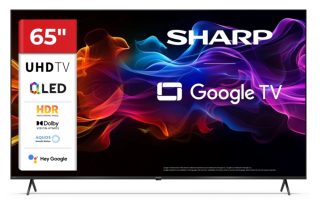 Sharp 65HP5265E, 65" QLED Google TV, 4K Ultra HD 3840x2160 Frameless, 1 000 000:1, AQUOS, DVB-T/T2/C/S/S2, Active Motion 1000, HDR10, Dolby Atmos, Dolby Vision, Google Assistant, Google Cast, HDMI 2.1 with eARC, 3.5mm Headphone jack / line-out, USB, Wi-Fi