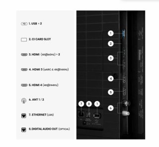 Hisense 55" E7S Pro, 4K Ultra HD 3840x2160, QLED, Quantum Dot, 144Hz, HDR 10+ adaptive, HLG, Dolby Vision, DTS Virtual X, Smart TV, WiFi 5GHz, WiFi Direct, BT, Anyview Cast, 3xHDMI, 2xUSB, LAN, CI+, DVB-T2/C/S2, Black