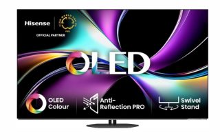 Hisense 55" A85Q, 4K UHD OLED Smart TV, 120Hz, 1000 nits, HDMI 2.1, Game Mode Pro, AMD FreeSync Premium, Dolby Vision IQ & Atmos, Bluetooth, Alexa Built-in, Black