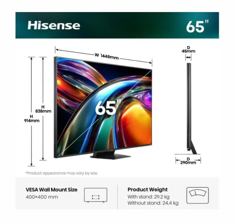 Hisense 65" UR9S 4K Ultra HD RGB Mini LED Smart TV