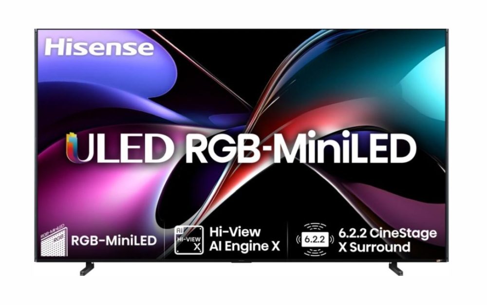 Hisense 116'' UXQ RGB Mini-LED телевизор, FALD, 165Hz, 3x4000 нита, Quantum Dot, Vidaa, ADS, Черен