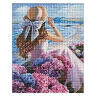 Диамантена мозайка IDEYKA, с подрамка, FLOWERING COAST/Цветен бряг, 40х50 см