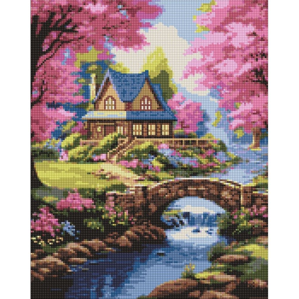 Диамантена мозайка IDEYKA, с подрамка, HOUSE IN FLOWERS/Къща с цветя, 40х50 см