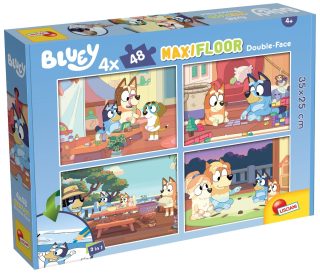Двулицев пъзел за оцветяване Lisciani - Bluey - 4 х 48 части
